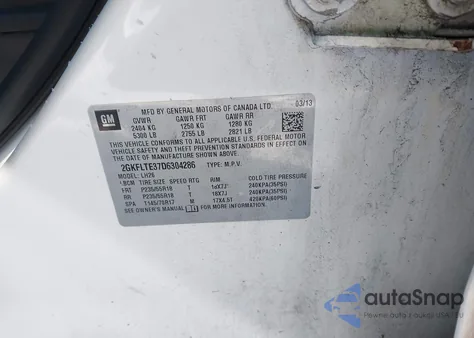 2013 GMC Terrain Sle-2 z USA, uszkodzony, nr VIN 2GKFLTE37D6304286